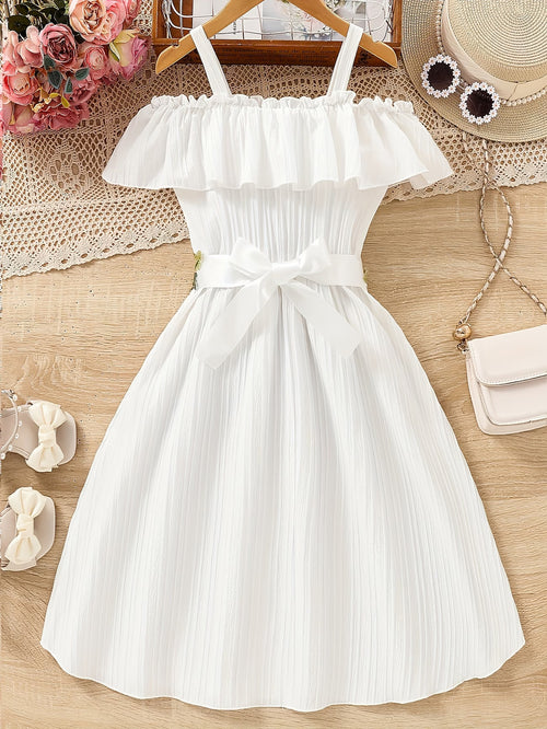 Elegant One-Shoulder Girls' Dress